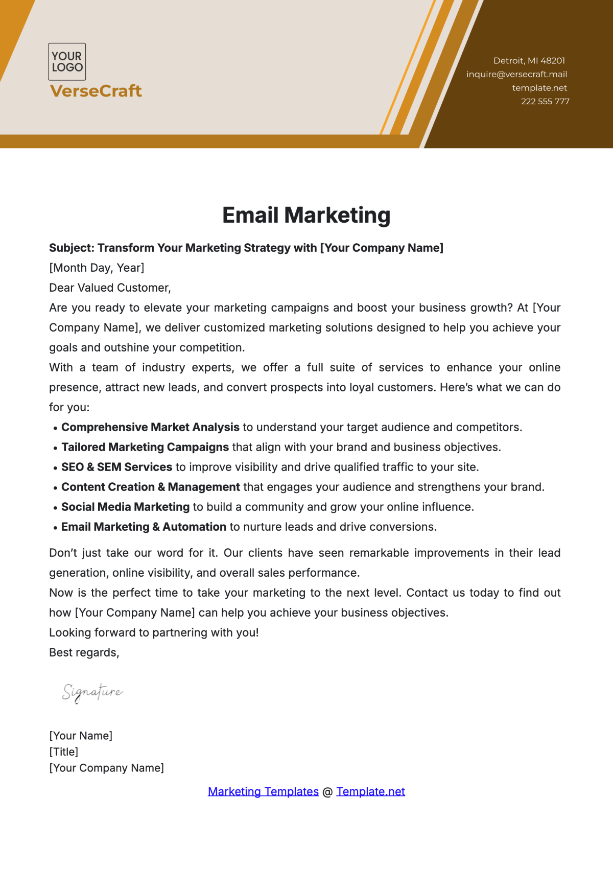 Email Marketing Template - Edit Online & Download