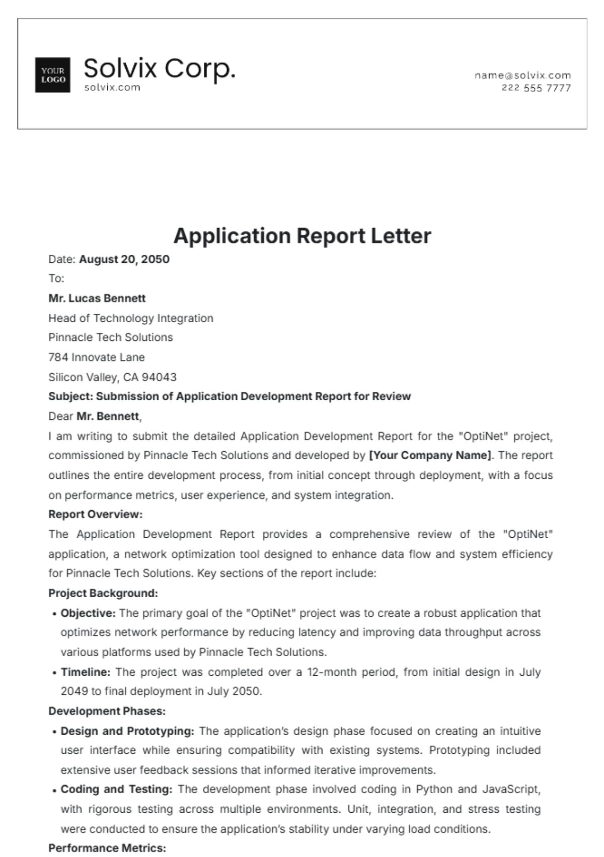 Application Report Letter Template - Edit Online & Download