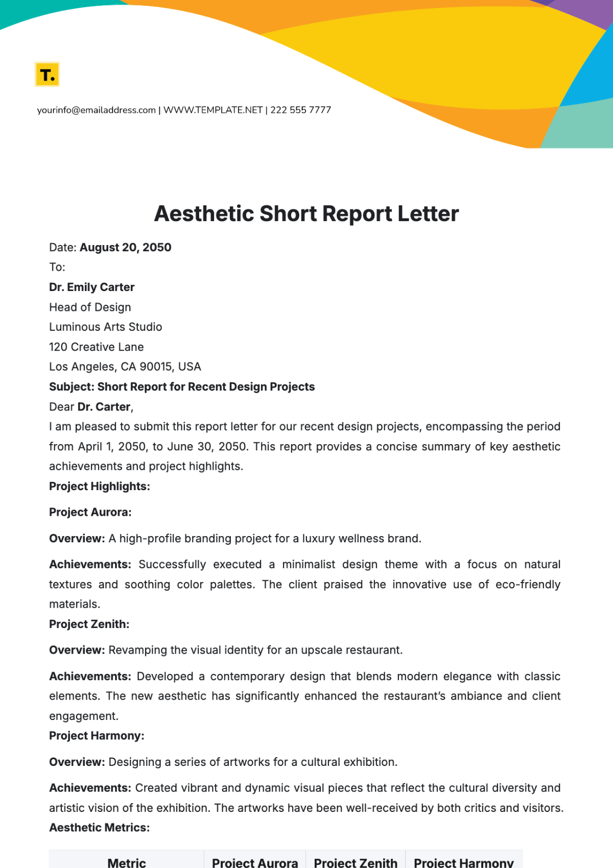 Aesthetic Short Report Letter Template - Edit Online & Download