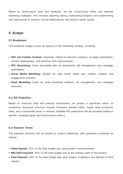Free Online Marketing Proposal Format Template to Edit Online