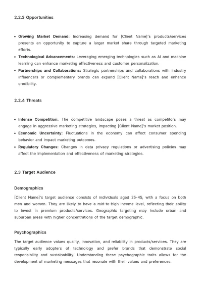 Free Online Marketing Proposal Format Template to Edit Online