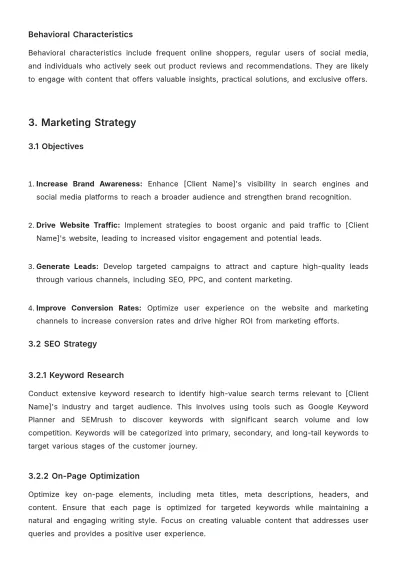 Free Online Marketing Proposal Format Template to Edit Online