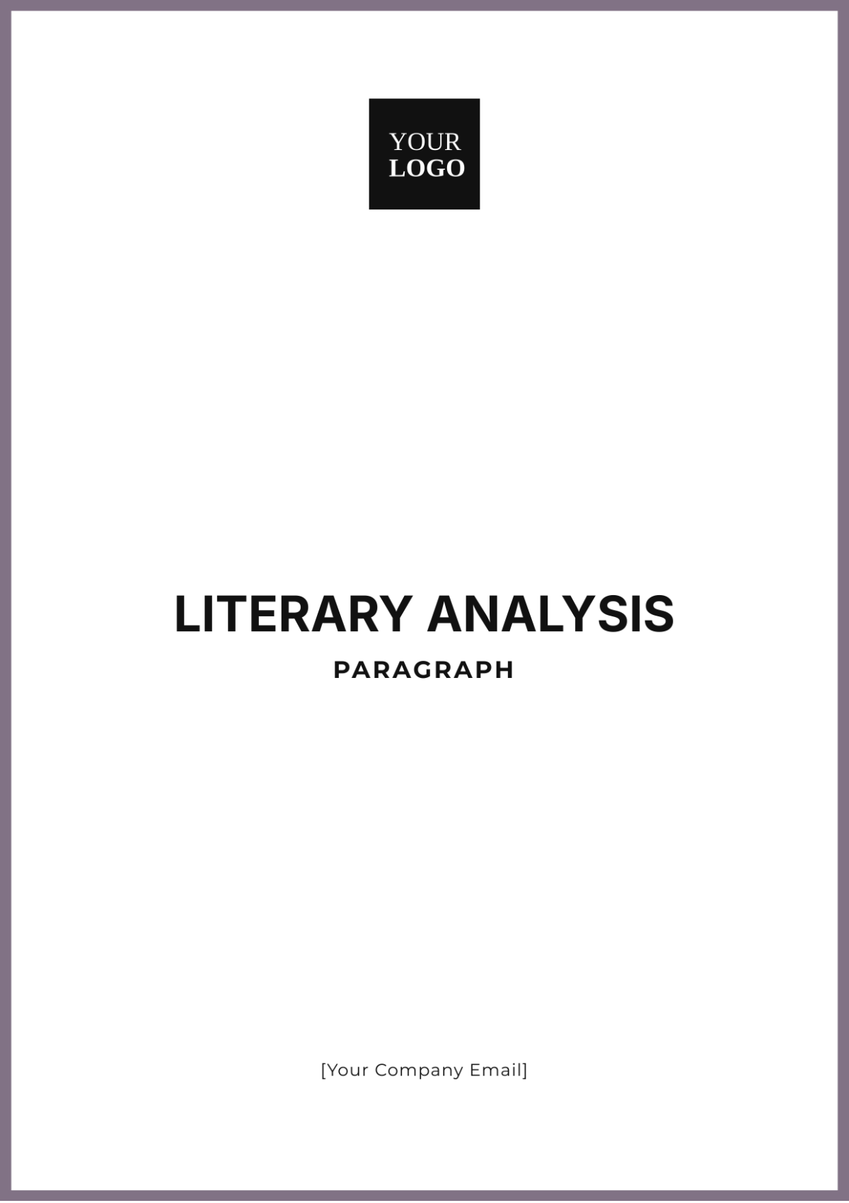 Literary Analysis Paragraph Template - Edit Online & Download