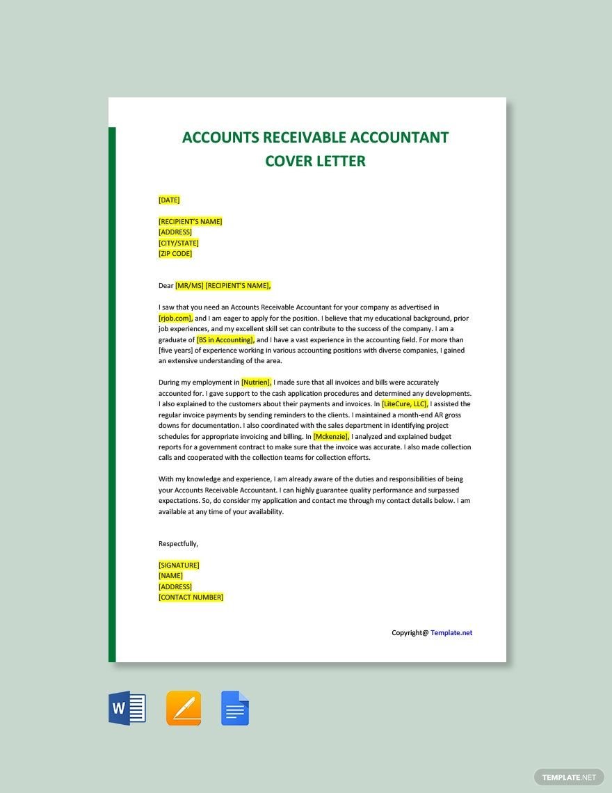 Accounts Receivable Accountant Cover Letter