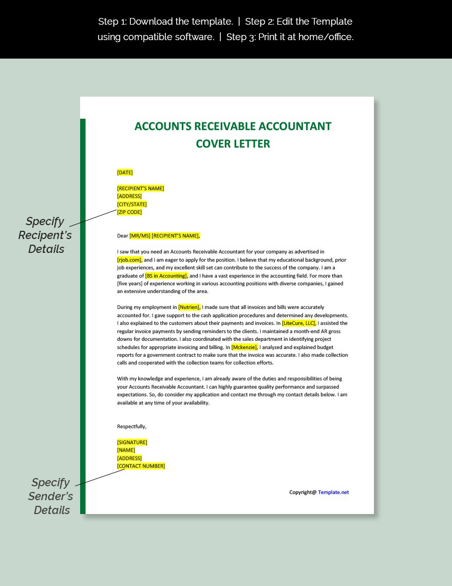 cover letter example for accounts receivable position