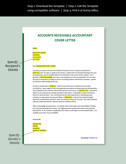 Accounts Receivable Accountant Cover Letter Template
