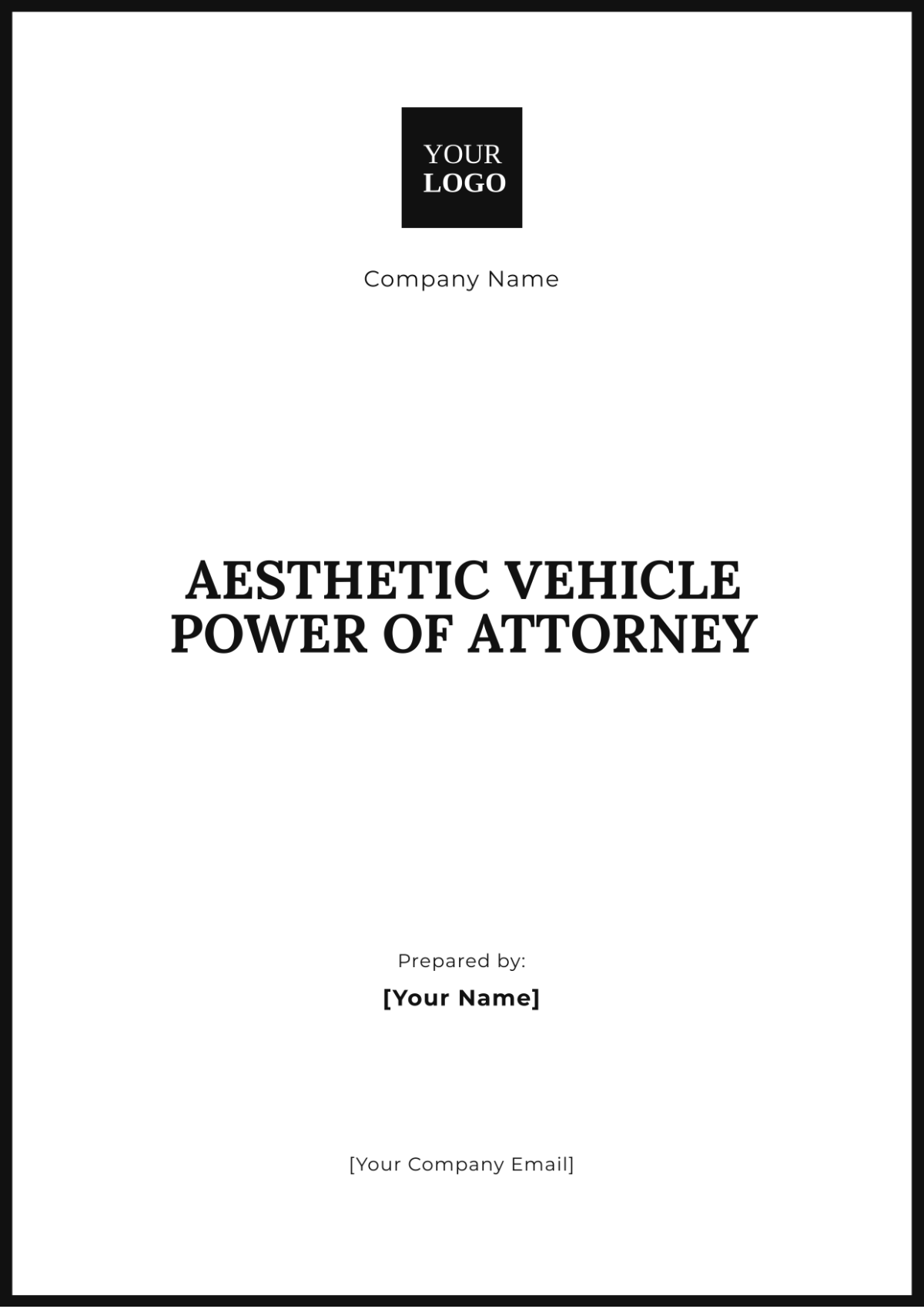 Aesthetic Vehicle Power of Attorney Template