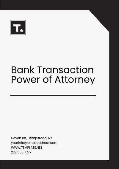 Free Bank Transaction Power of Attorney Template to Edit Online