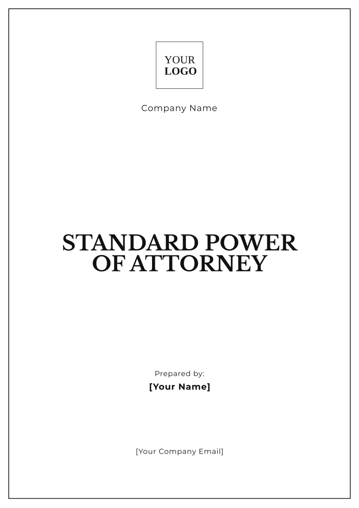 Standard Power of Attorney Template - Edit Online & Download