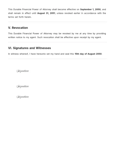 Free Durable Financial Power of Attorney Template to Edit Online