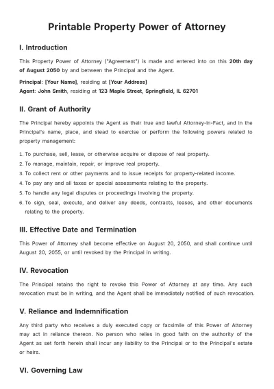 Free Printable Property Power of Attorney Template to Edit Online