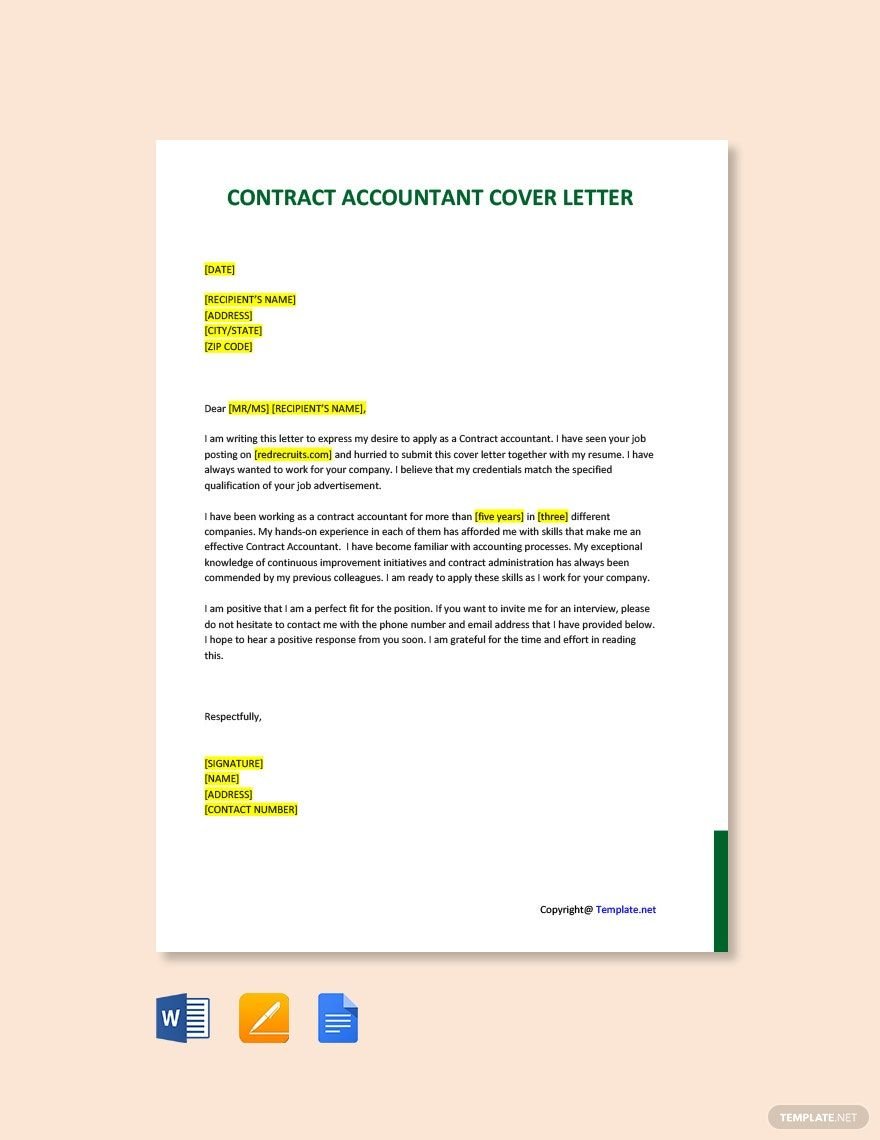 Contract Accountant Cover Letter Template