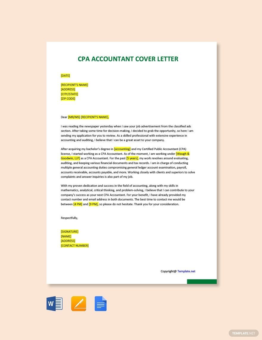 CPA Accountant Cover Letter