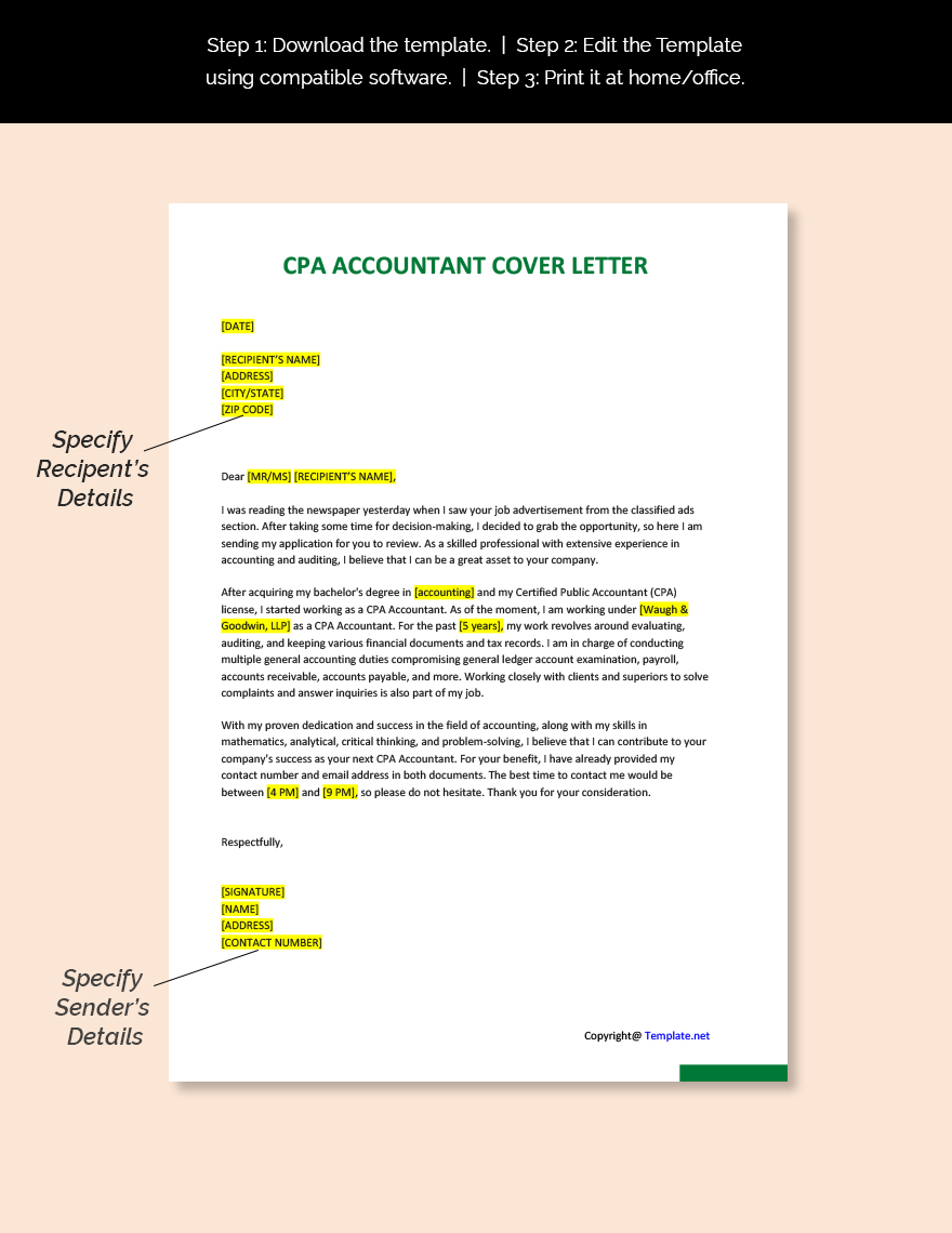 CPA Accountant Cover Letter