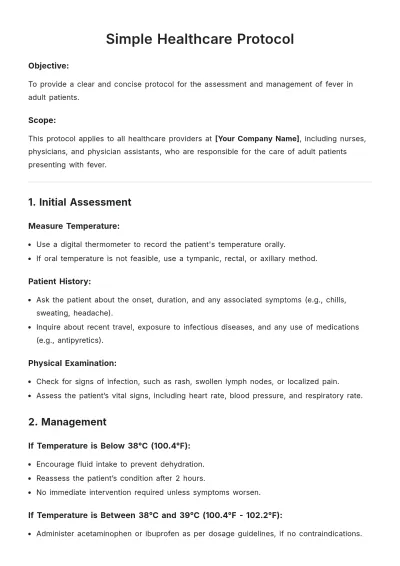 Free Simple Healthcare Protocol Template to Edit Online