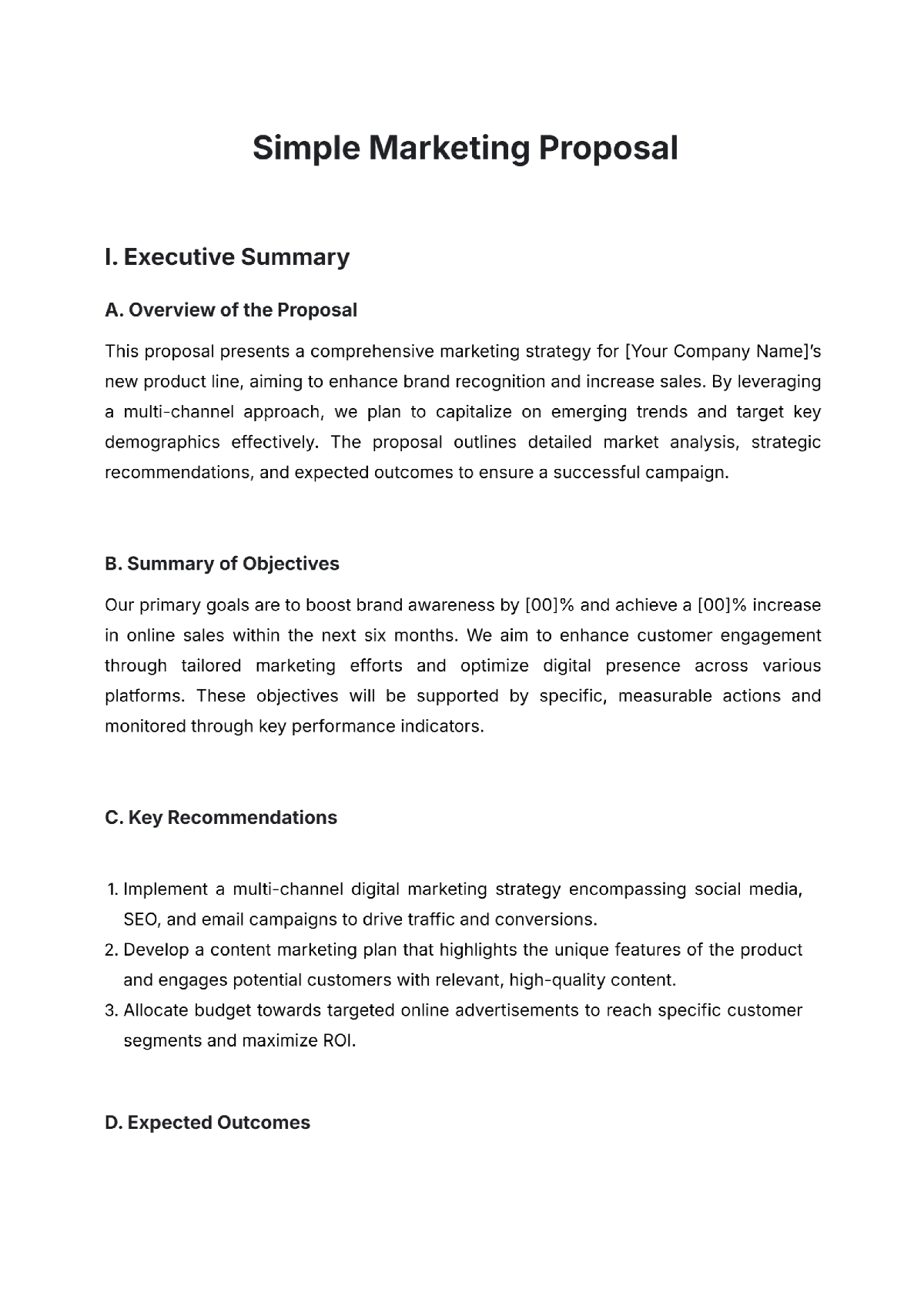 Simple Marketing Proposal Template - Edit Online & Download