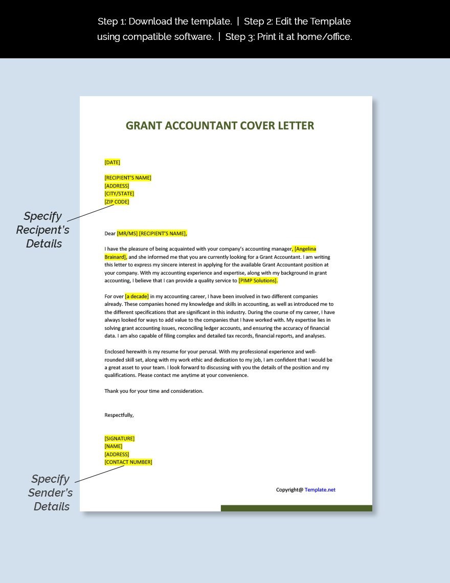 Grant Accountant Cover Letter Template
