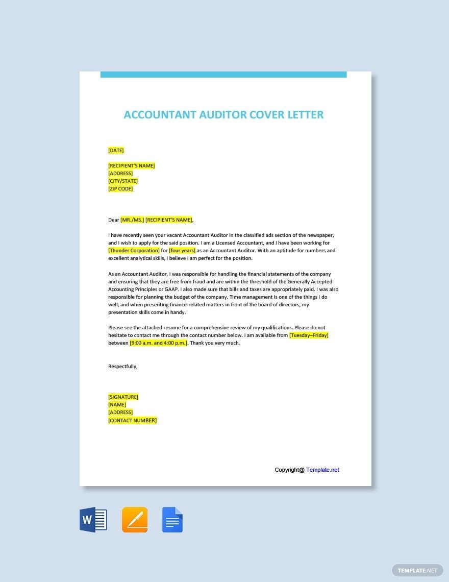 Accountant Auditor Cover Letter