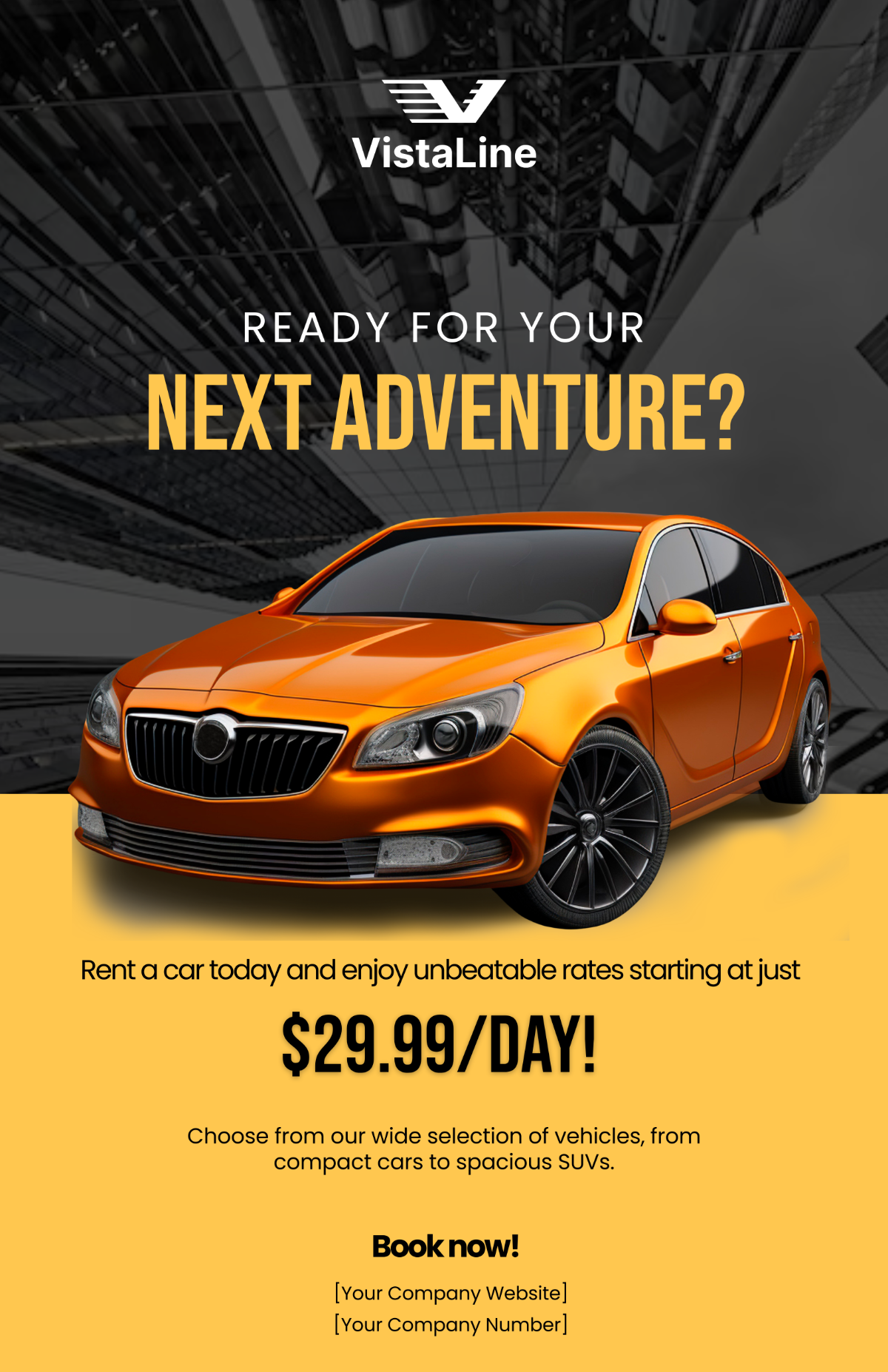 car rental advertisement poster