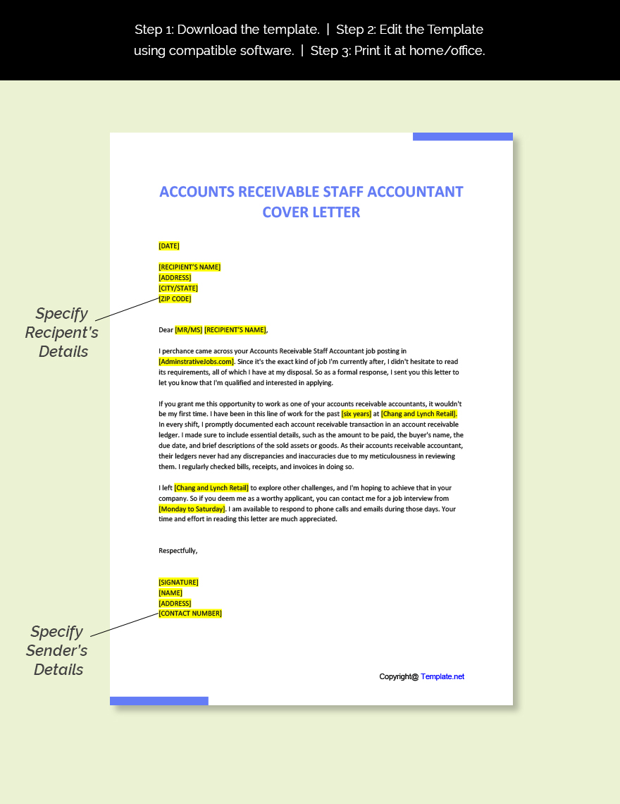 Accounts Receivable Staff Accountant Cover Letter
