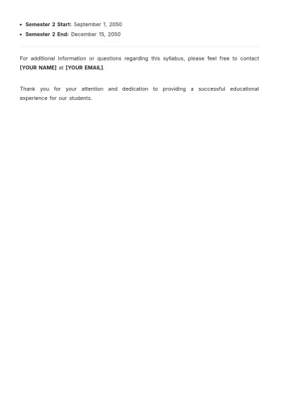 Free General Middle School Syllabus Template to Edit Online