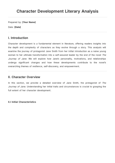 Free Character Development Literary Template to Edit Online
