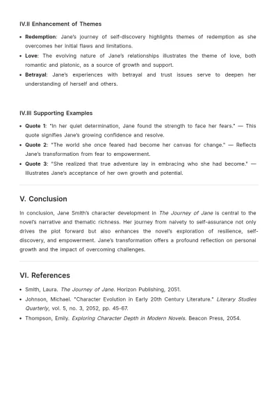 Free Character Development Literary Template to Edit Online