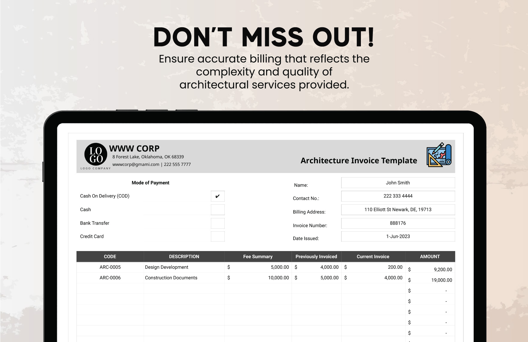 Architecture Invoice Template