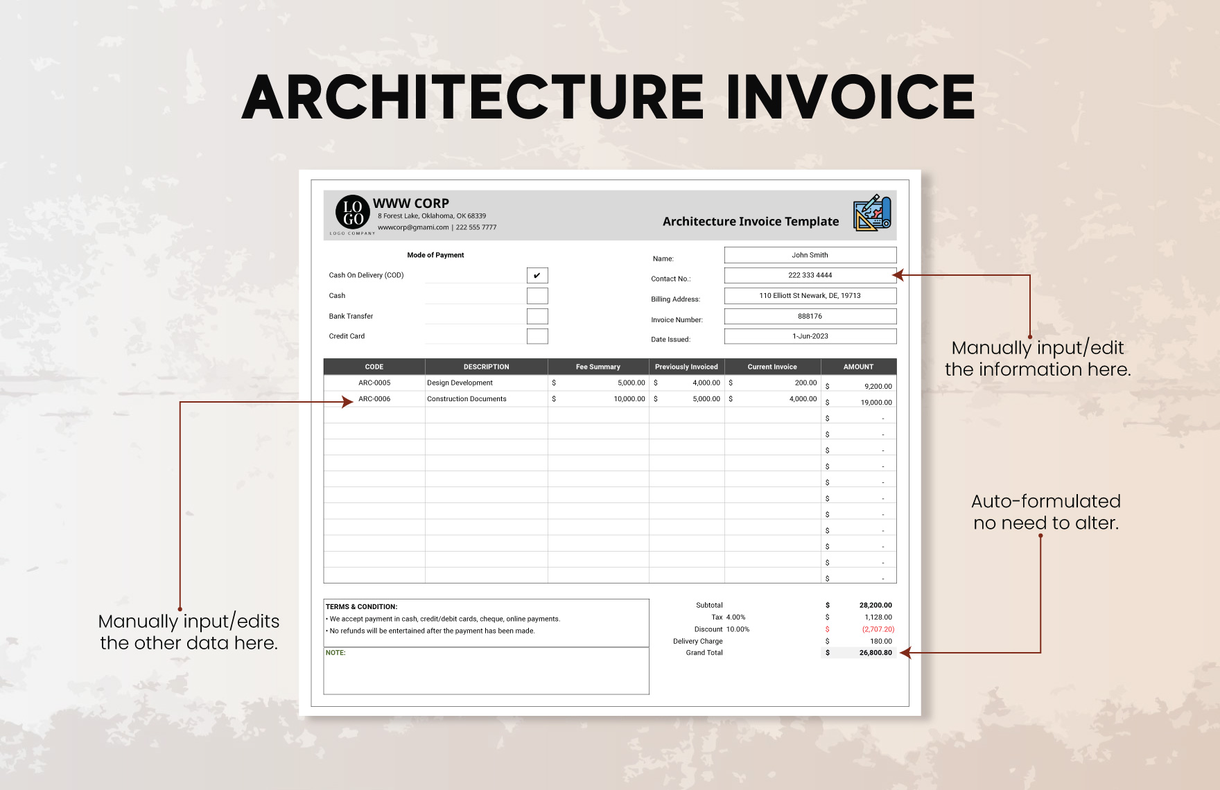 Architecture Invoice Template