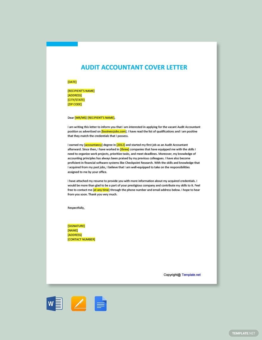 Audit Accountant Cover Letter