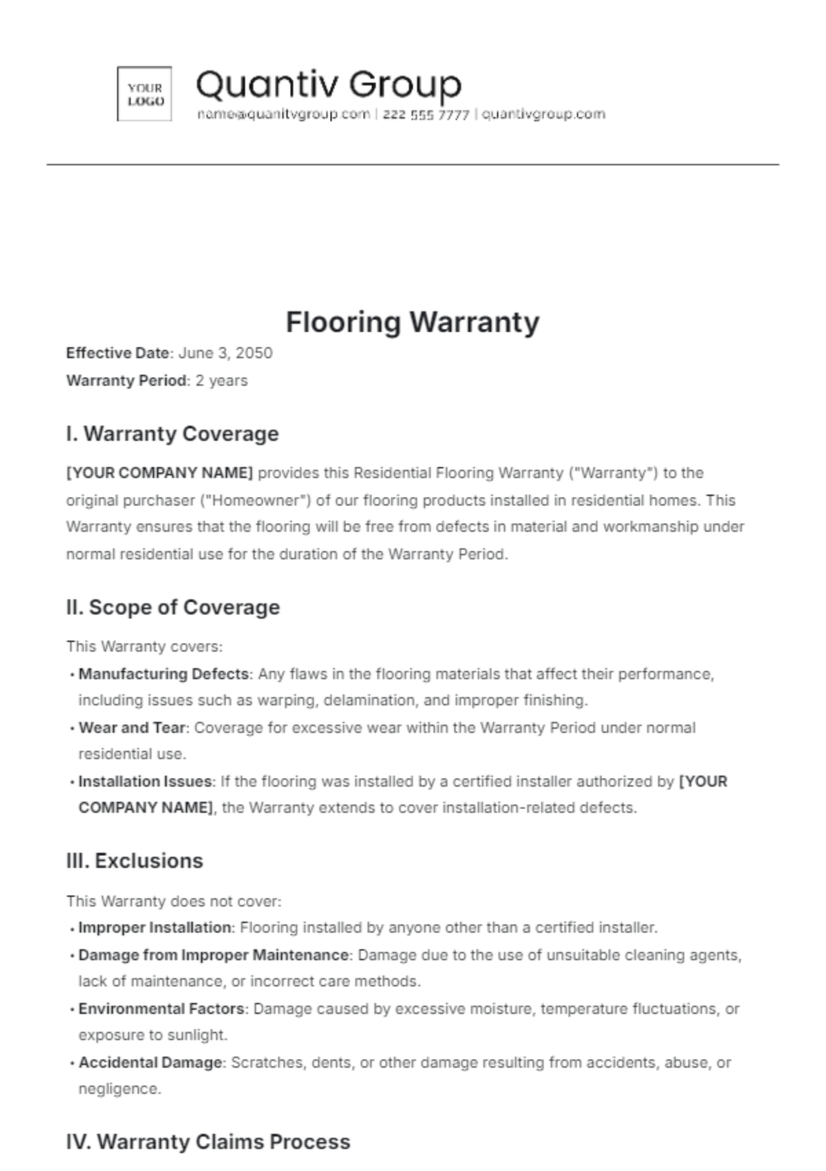 Flooring Warranty Template - Edit Online & Download