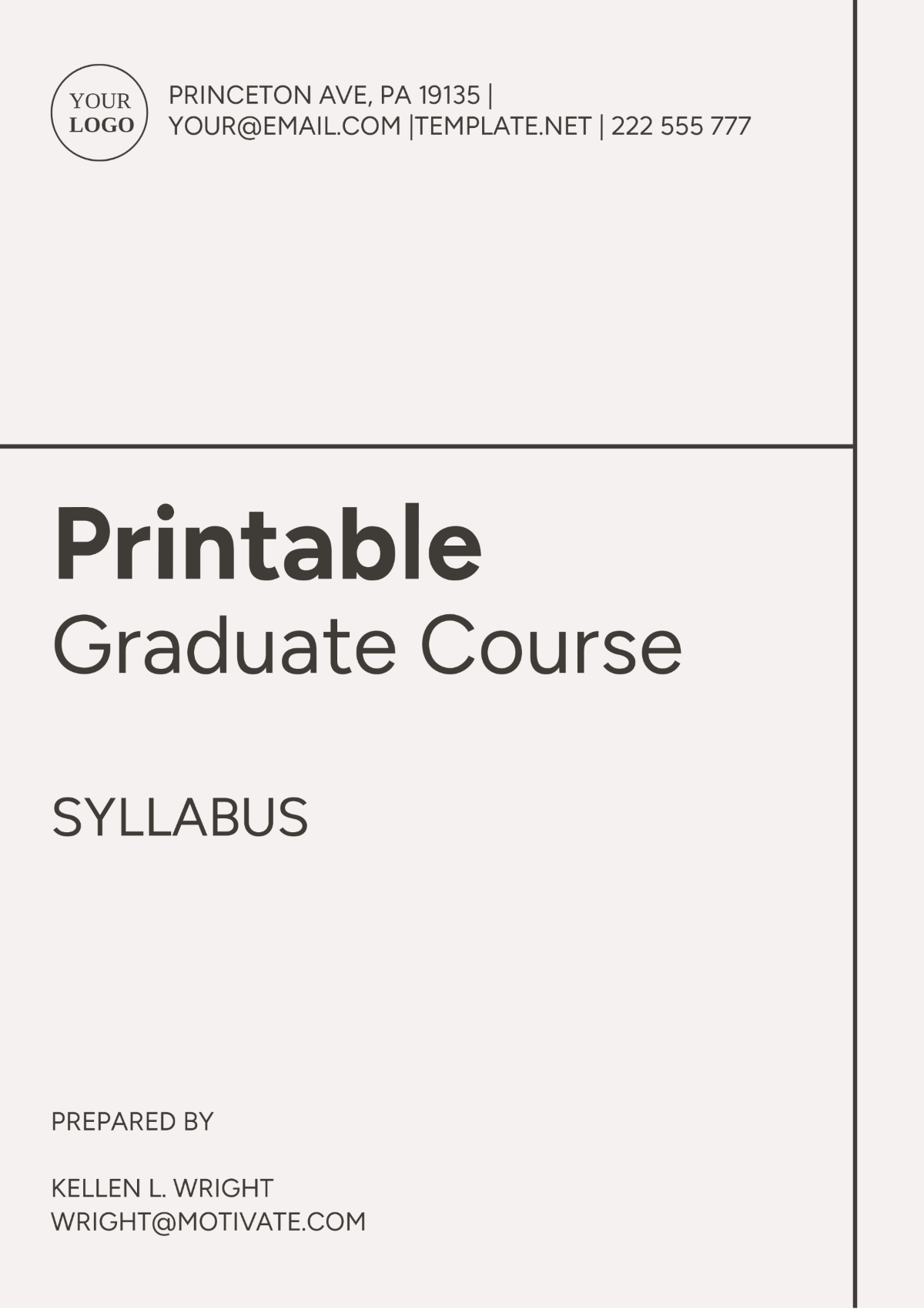 Printable Graduate Course Syllabus Template - Edit Online & Download