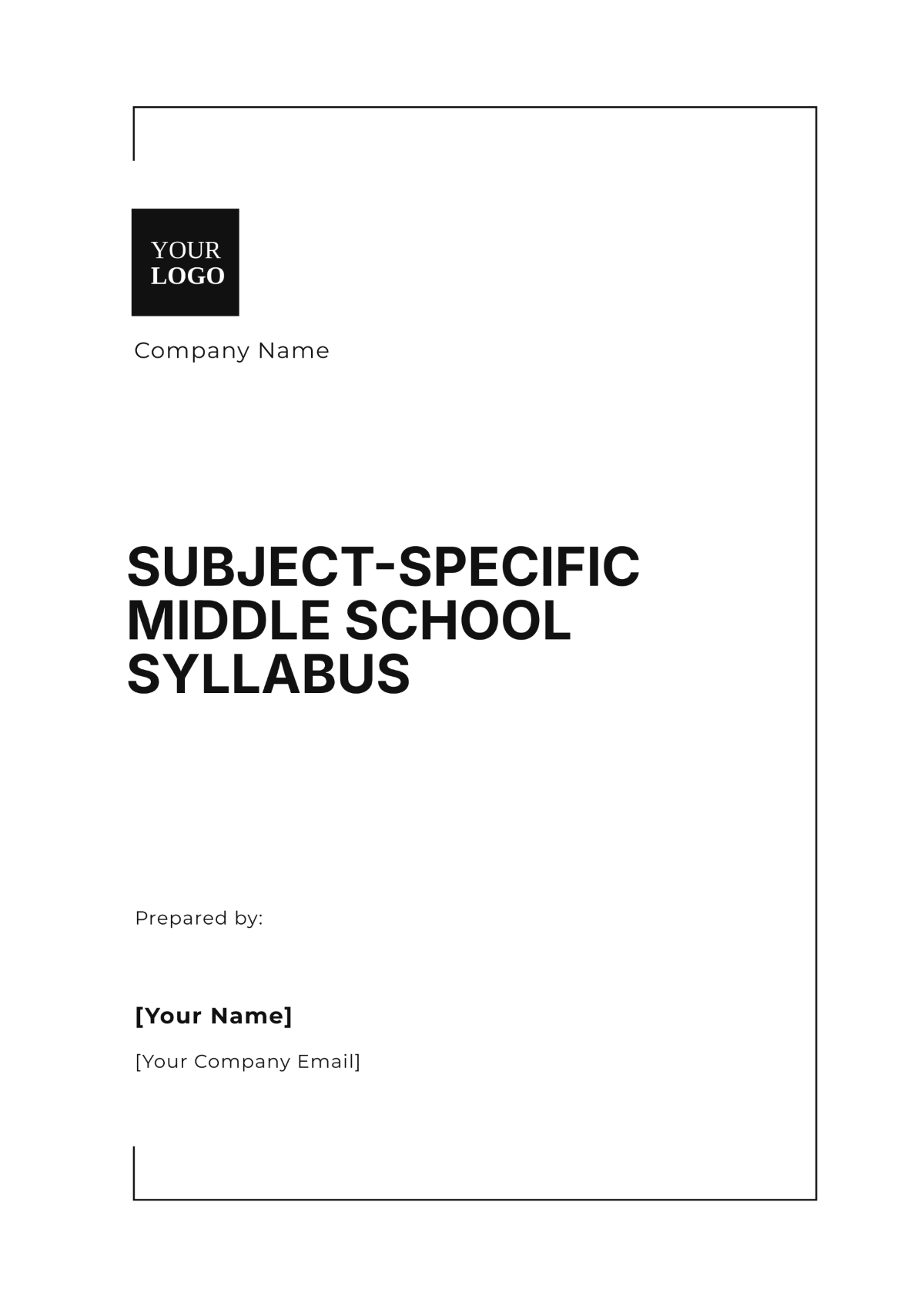 Subject-Specific Middle School Syllabus Template - Edit Online & Download