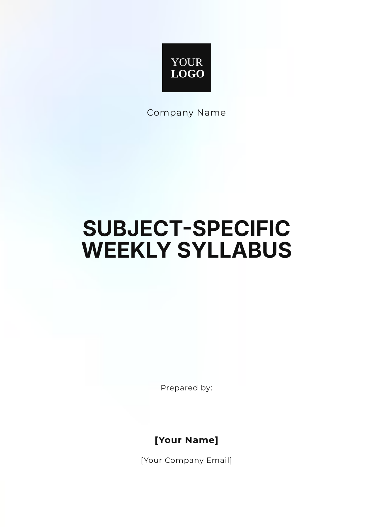 Subject-Specific Weekly Syllabus Template - Edit Online & Download