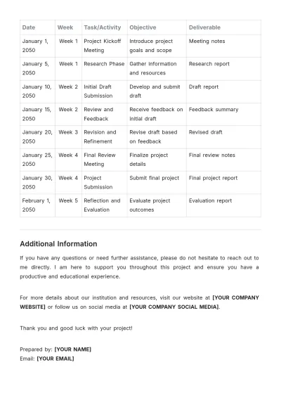 Free Project-Based Monthly Syllabus Template to Edit Online