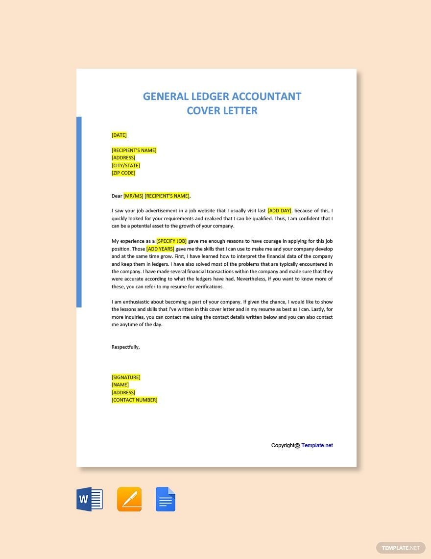 General Ledger Accountant Cover Letter