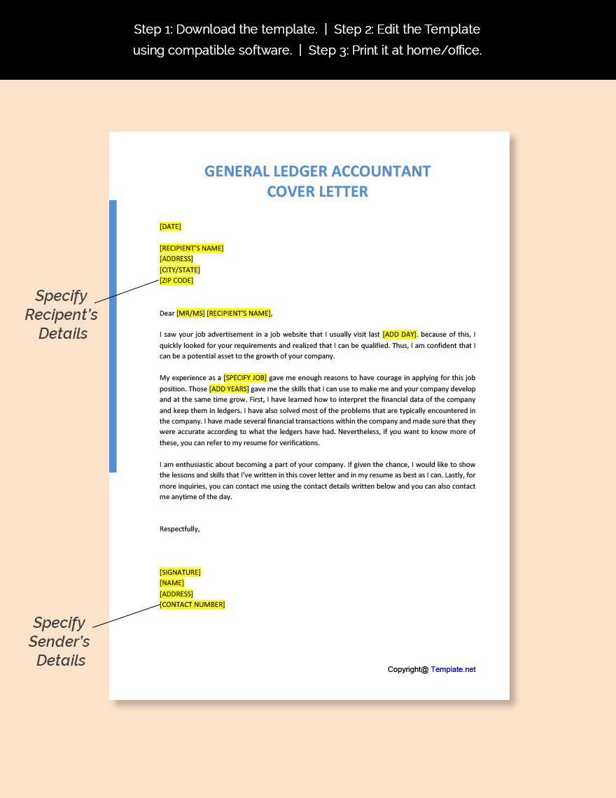 cover letter for general ledger accountant