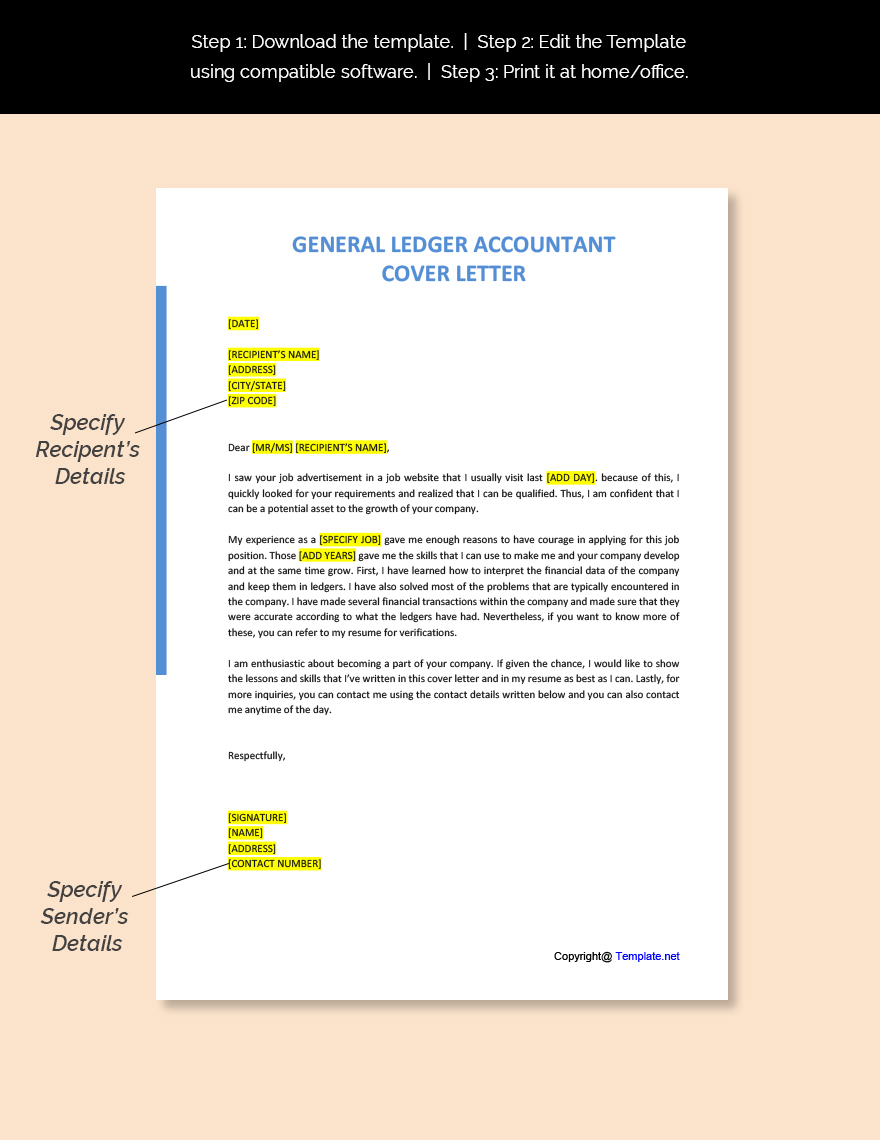 General Ledger Accountant Cover Letter Template