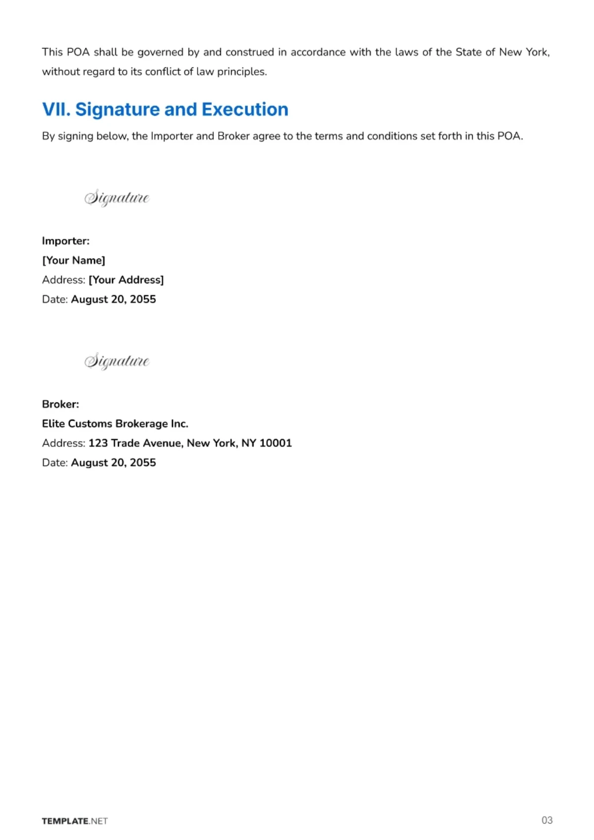 Free Customs Power of Attorney Template to Edit Online