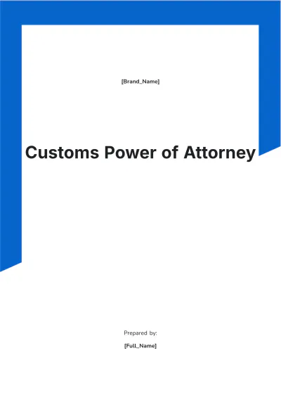 Free Customs Power of Attorney Template to Edit Online