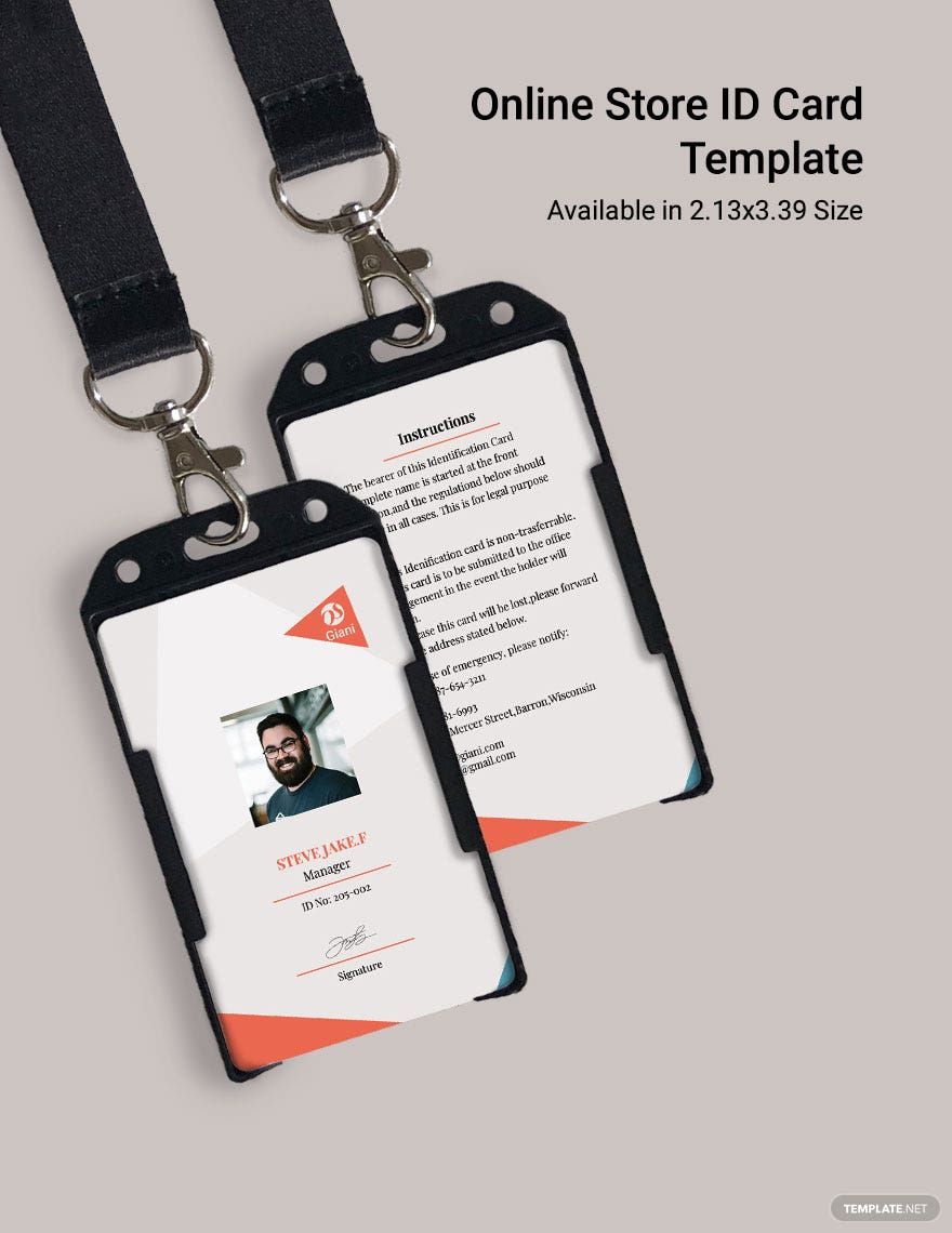 Online Store ID Card Template