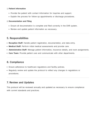 Free Patient Admission Protocol Template to Edit Online