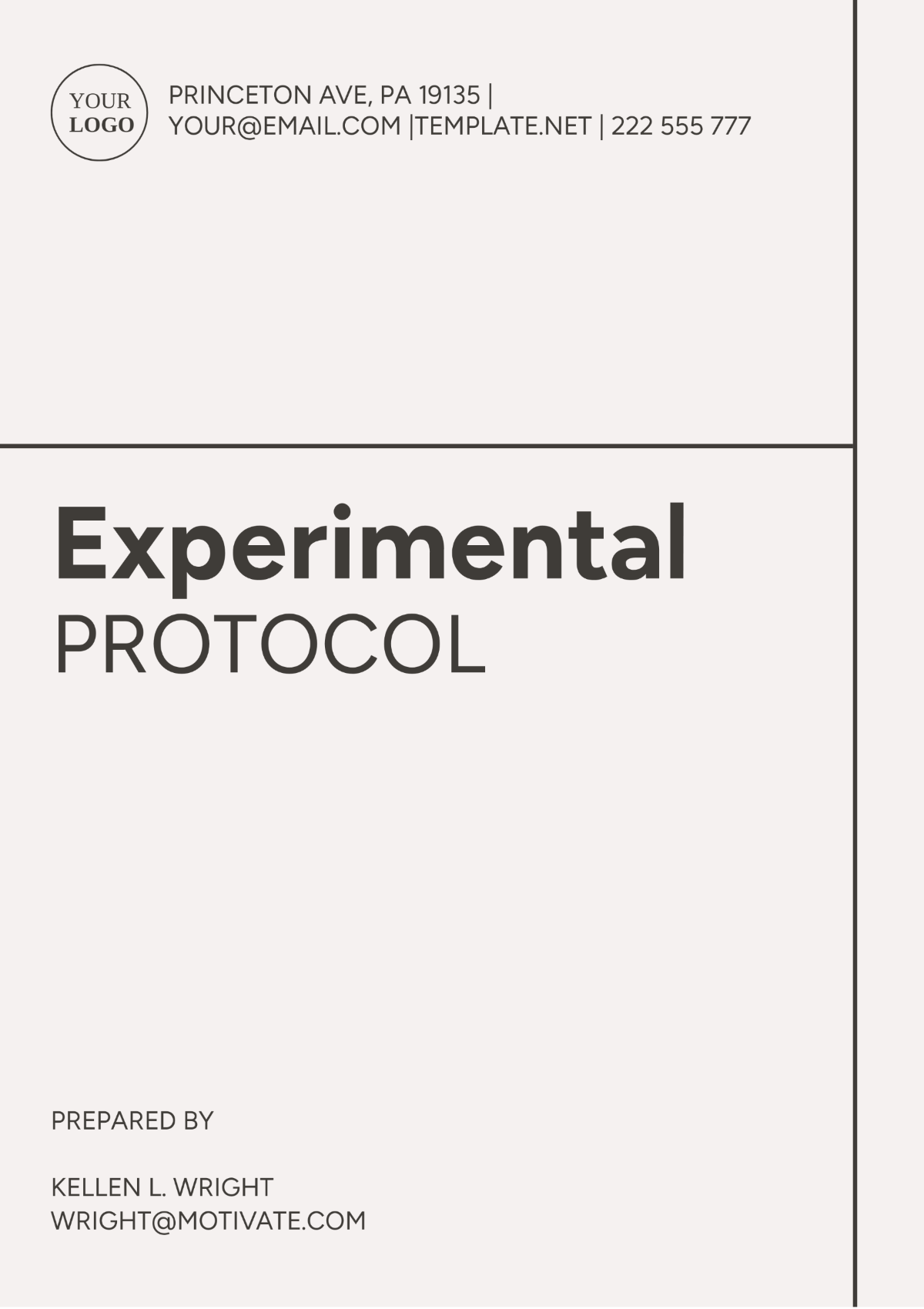 Experimental Protocol Template - Edit Online & Download