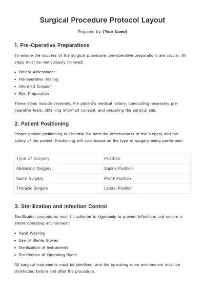 Free Surgical Procedure Protocol Layout Template to Edit Online