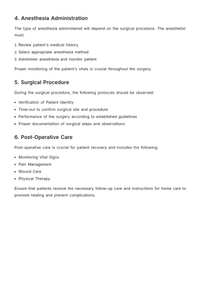 Free Surgical Procedure Protocol Layout Template to Edit Online