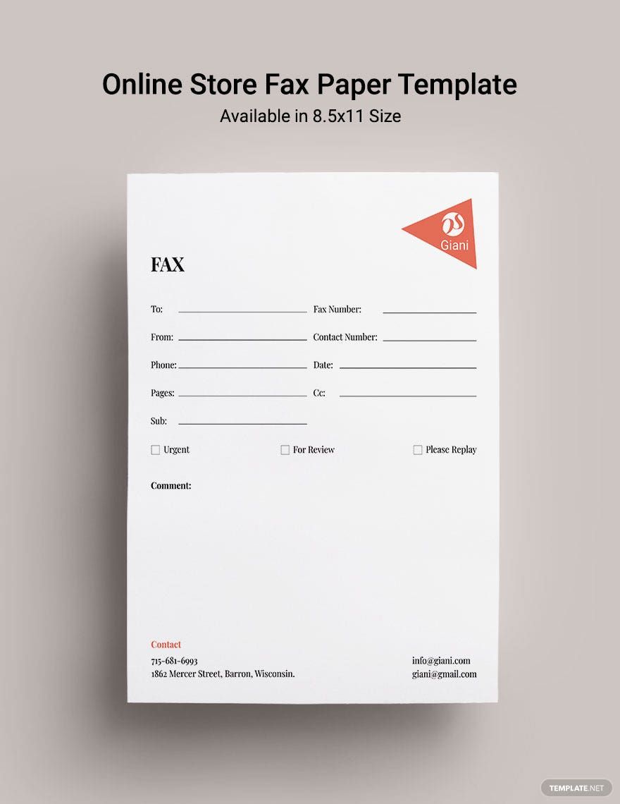 Online Store Fax Paper Template