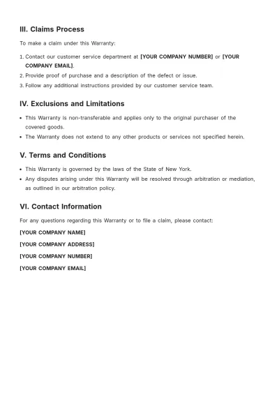 Free Extended Product Warranty Template to Edit Online