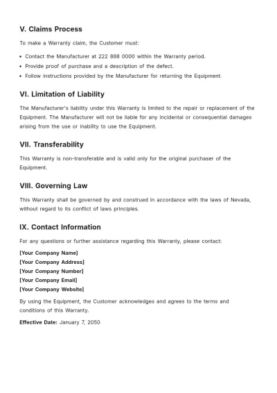 Free Refurbished Electronics Warranty Template to Edit Online