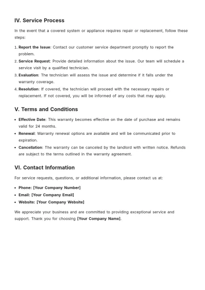 Free Basic Home Warranty Template to Edit Online