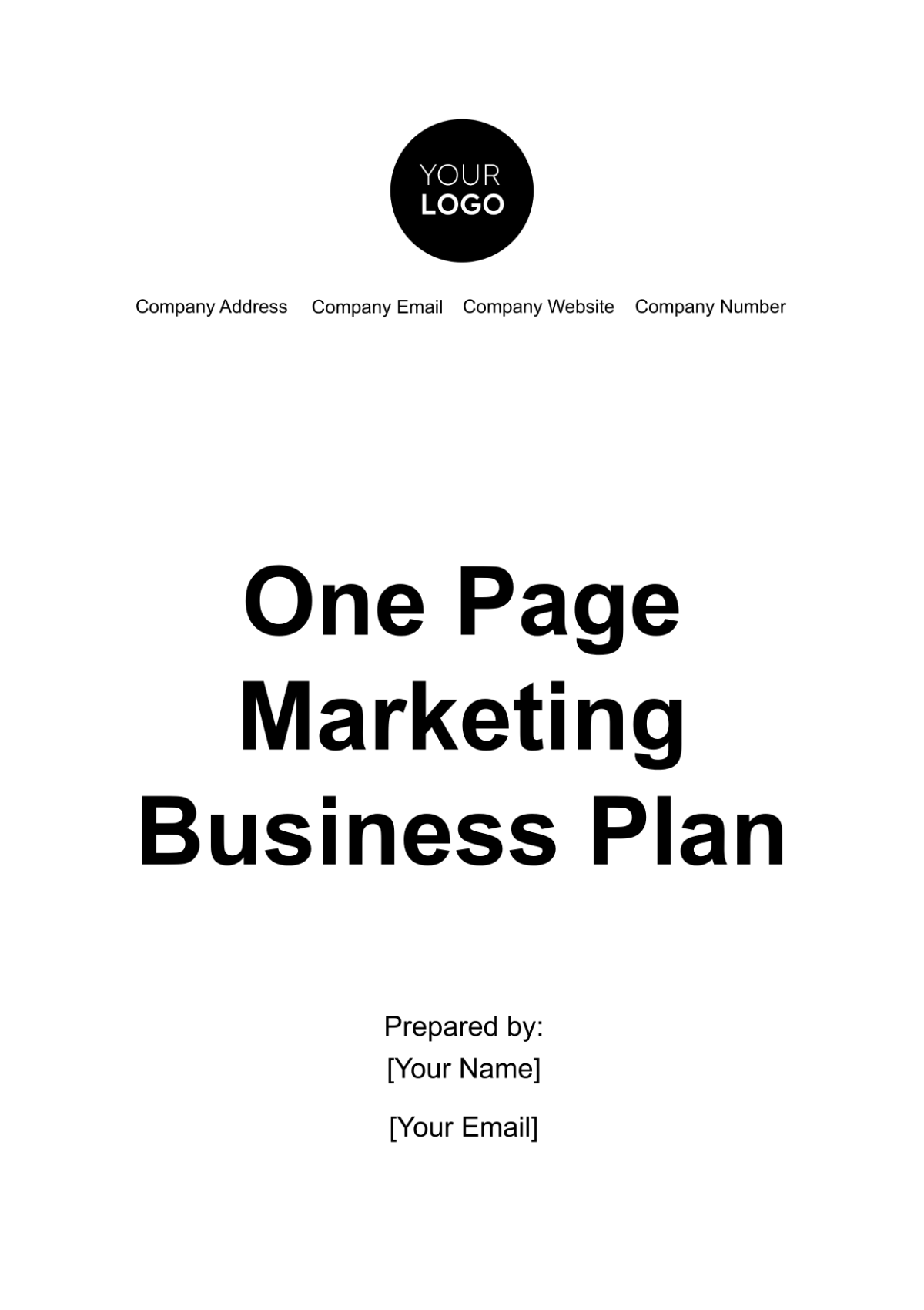 One Page Marketing Business Plan Template - Edit Online & Download